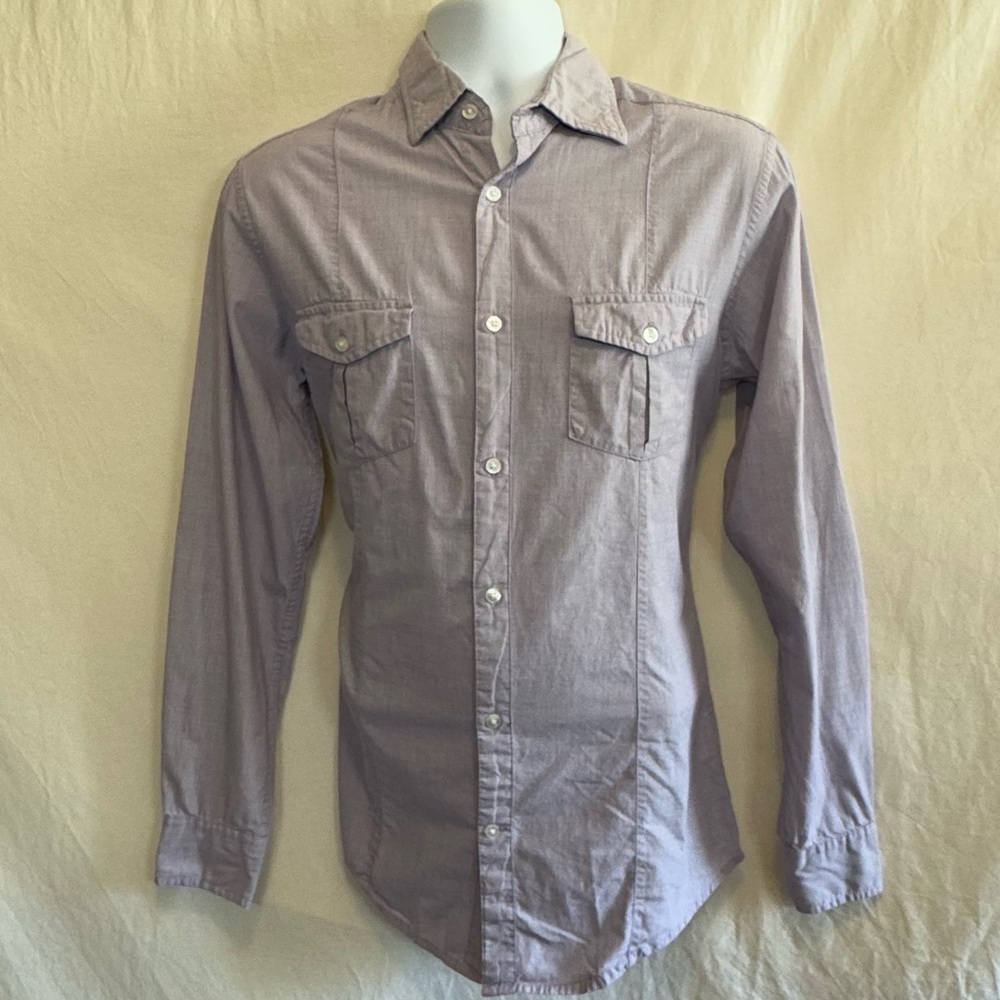 D-129 Men’s J. Ferrar Blue Long Sleeve Button Down Dress Shirt Modern Fit Size S